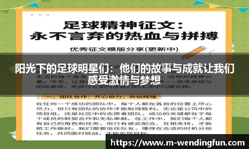 阳光下的足球明星们：他们的故事与成就让我们感受激情与梦想